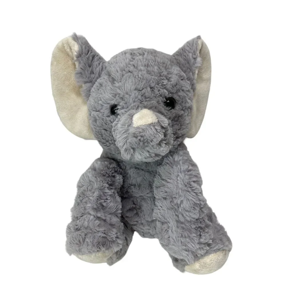 Lot of 2 KellyToy Gray Plush Elephants Baby Stuffed Animal White Pink Ear Cuddle
